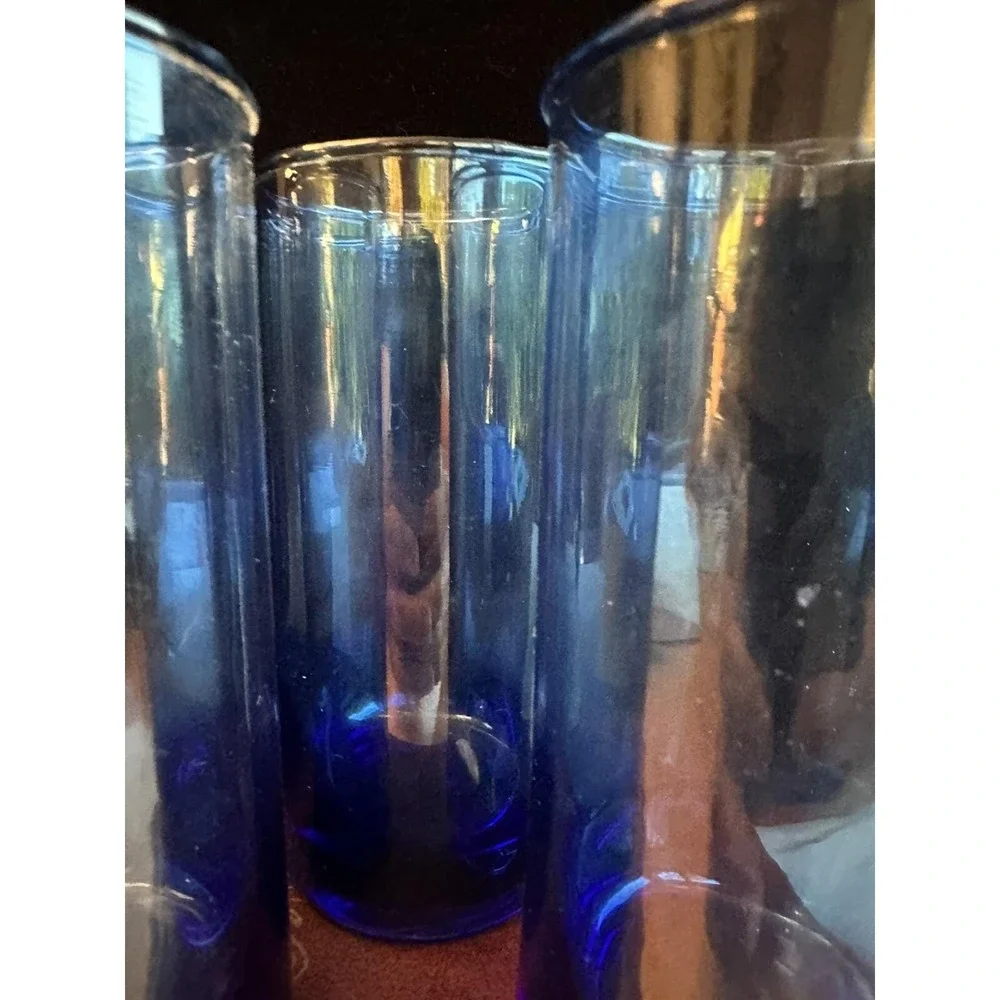 4 VTG Libbey Deep COBALT BLUE Round Bottom 5-3/4